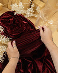 Rich - Wine Stretch Velvet Fabric - Soft 4-Way Velour with Deep Color and Smooth Finish for Gowns, Medieval Costumes & Decor