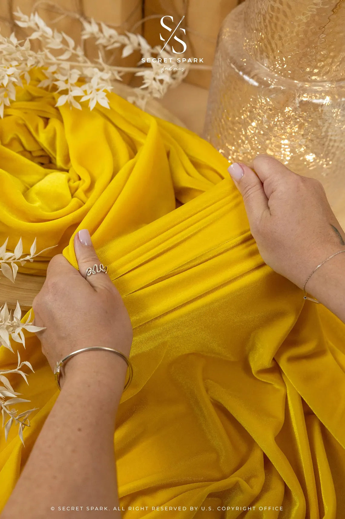 velvet mustard yellow dress Yellow Stretch Velvet | 4-Way Stretch