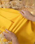 Grace - Yellow Sun Crepe Stretch Fabric for Dresses, Home Decor, and Drapes, Heavy Twill Material for Tailoring, Cushions, and DIY Projects