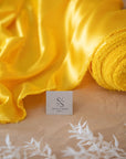Iconic Silky Satin - Yellow Sun Color Trendy One Way Stretch Satin Material for Underwear, Crafts, Decor, Costumes, Apparel, Ties
