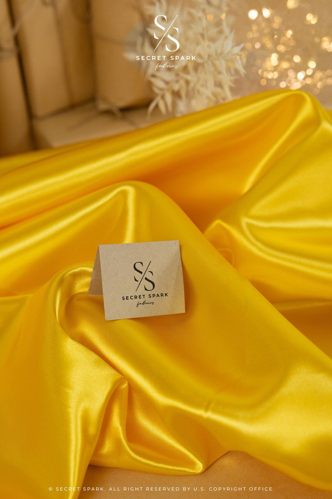 Sunny Yellow Garden Digitally Printed on Charmie Satin