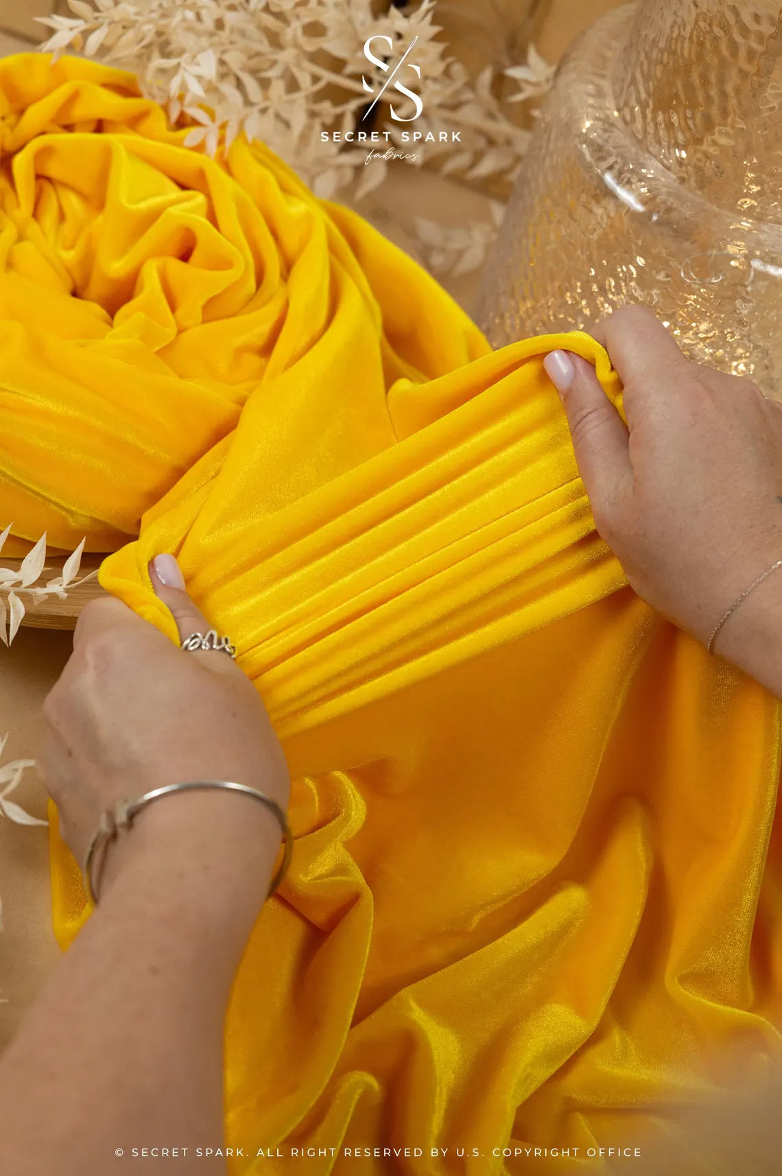 Rich - Yellow Sun Stretch Velvet Fabric
