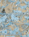 Secret Garden - Soft Blue 3D Floral Lace with Sequins & Chiffon Flowers – Tulle for Christening Gowns, Fairy Wings, Doll Clothes, Babywear