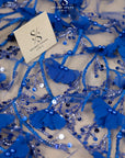 Secret Garden - Royal Blue 3D Floral Lace with Sequins and Petals – Regal Tulle for Pageant Gowns, Opera Capes, Headbands & Fashion Dresses