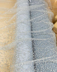 Stardust - Light Bridal Gray Ombre Crystal Tulle with Gradient Sparkle and Rhinestones on Mesh Luxury Bridal Fabric by the Yard