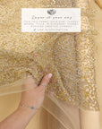 Stardust - Champagne Ombre Crystal Tulle with Gradient Sparkle and Rhinestones on Mesh Luxury Bridal Fabric by the Yard