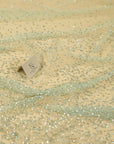 Stardust - Misty Green Ombre Crystal Tulle with Gradient Sparkle and Rhinestones on Mesh Luxury Bridal Fabric by the Yard