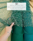 Stardust - Emerald Green Ombre Crystal Tulle with Gradient Sparkle and Rhinestones on Mesh Luxury Bridal Fabric by the Yard