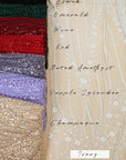 Crystalia - Champagne Beaded Tulle Lace for Bridal Dresses, Floral Sequin Mesh for Wedding Gowns, Elegant Embroidered Fabric by the Yard