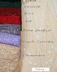 Crystalia - Purple Lavender Beaded Tulle Lace for Bridal Dresses, Floral Sequin Mesh for Wedding Gowns, Elegant Embroidered Fabric by the Yard