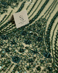 Crystalia - Emerald Beaded Tulle Lace for Bridal Dresses, Floral Sequin Mesh for Wedding Gowns, Elegant Embroidered Fabric by the Yard