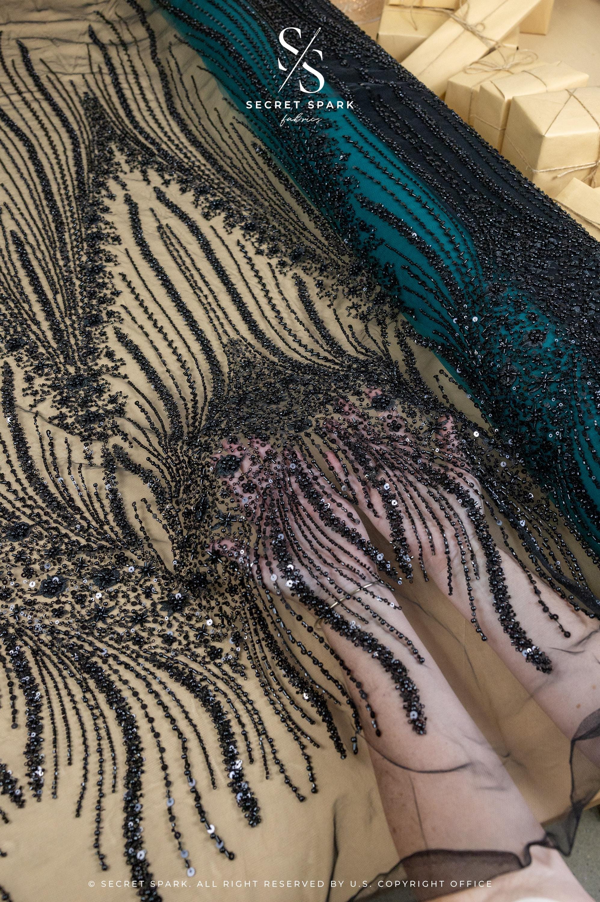 beaded fabric for dresses 5 YARDS / Erine Geometric Silver Glitter Embroidery Mesh Lace Party Prom Bridal Dress Elegant Pearl and Beaded Embroidered