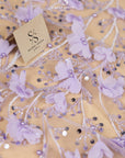 Secret Garden - Purple Lavender 3D Lace with Pearls & Chiffon Flowers – Tulle for Fantasy Dresses, Stagewear, Costume Capes, Accessories