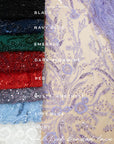 Coral Reef - Navy Blue Beaded Corals Lace Fabric with Sequins & Pearls, Ocean-Inspired Tulle for Evening Dresses, Couture Mesh Lace by the Yard