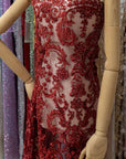 Royal Garden - Wine Red Baroque Floral Lace - Photo 3