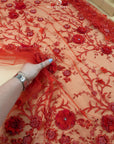 Blossom Dream - Red 3D Floral Lace - Photo 1