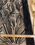Forest Elven - Black - NEW Lace Fabric – Beaded Leaf and Branch Embroidery, Dark Sequin Mesh for Gothic Gown, Evening Dress, Couture