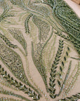 Forest Elven - Dark olive - NEW Lace Fabric – Beaded Botanical Leaf Embroidery, Woodland Sequin Mesh for Fantasy Dress, Couture Gown