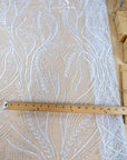 Forest Elven - White - NEW Lace Fabric – Beaded Botanical Branch Embroidery, Pure Sequin Mesh for Wedding Dress, Veil, Couture Gown