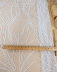Forest Elven - Ivory - NEW Lace Fabric – Beaded Leaf and Vine Embroidery, Soft Sequin Mesh for Bridal Gown, Wedding Dress, Couture