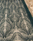 Lumiere - Emerald - Beaded Lace Fabric by the Yard - Flame-Like, Flowing Feathers Embroidered Sequin Mesh Lace for Evening Dress, Gown, Costume