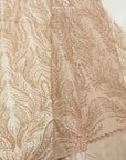 Lumiere - Rose Champagne - Beaded Lace Fabric by the Yard - Soft Flowing Feather, Like Wings Embroidered Sequin Lace for Bridal Dress, Gown