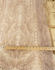 Lumiere - Rose Champagne - Beaded Lace Fabric by the Yard - Soft Flowing Feather, Like Wings Embroidered Sequin Lace for Bridal Dress, Gown