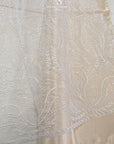Lumiere - Off White - Bridal Beaded Lace Fabric by the Yard - Flowing Feather Flame-Like Beads Sequins Lace for Wedding Dress, Veil