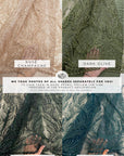 Lumiere - Emerald - Beaded Lace Fabric by the Yard - Flame-Like, Flowing Feathers Embroidered Sequin Mesh Lace for Evening Dress, Gown, Costume