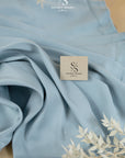 Mikado - Pale Dusty Blue Premium Satin, Delicate Structured Material by the Yard with One-Way Stretch for Evening, Formal Wear