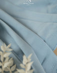 Mikado - Pale Dusty Blue Premium Satin, Delicate Structured Material by the Yard with One-Way Stretch for Evening, Formal Wear