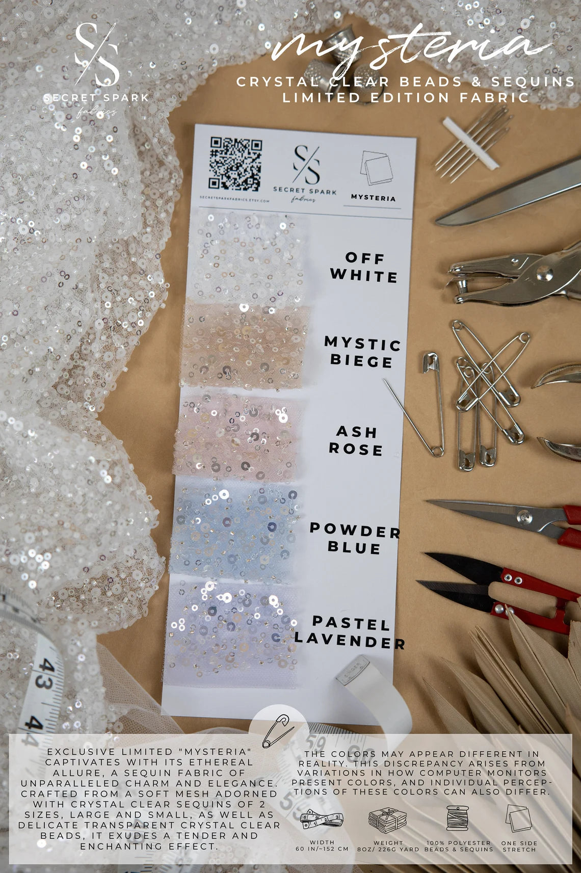 Order Off White Crystal Beaded | Premium | for Bridal & Veils Secret Spark Fabrics Order Off White Crystal Beaded | Premium | for Bridal & Veils Secret Spark Fabrics