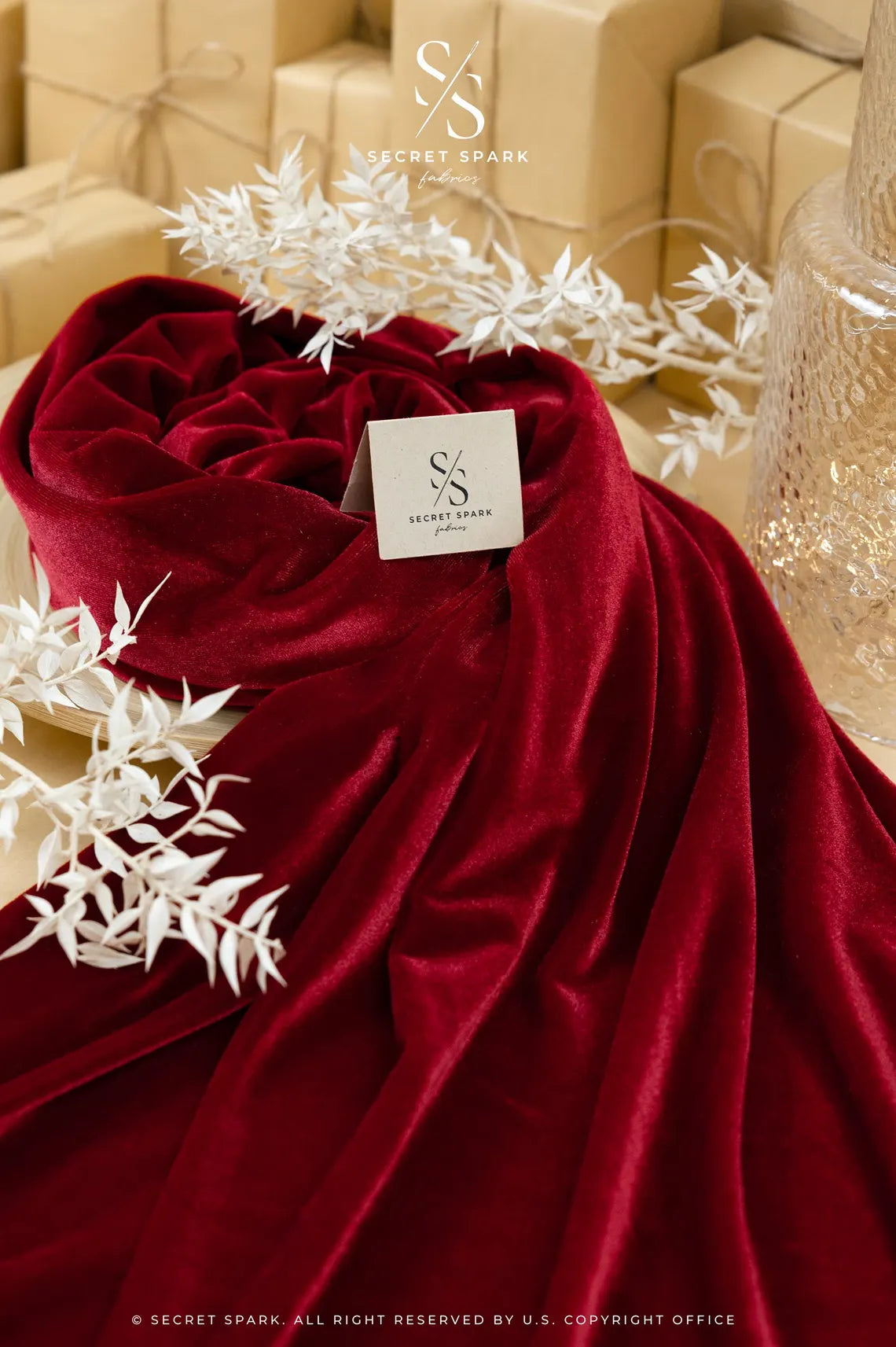 Rich - Dark Red Stretch Velvet Fabric by the Yard - 4-Way Velour Smooth Drape and Rich Color for Dresses, Costumes
