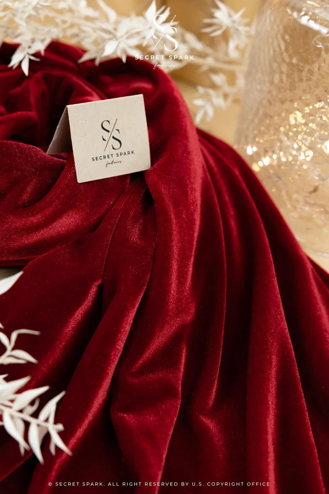 Rich - Dark Red Stretch Velvet Fabric by the Yard - 4-Way Velour Smooth Drape and Rich Color for Dresses, Costumes