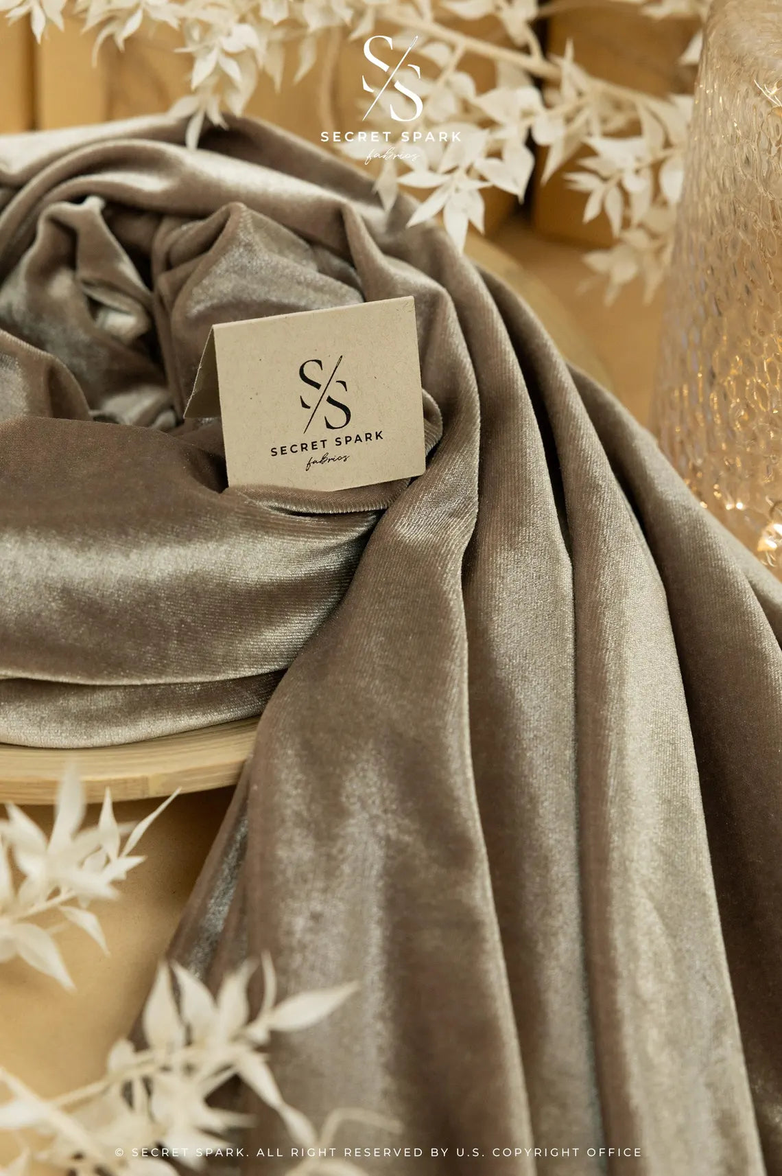 Rich - Dark Taupe Stretch Velvet Fabric - Soft 4-Way Velour with Neutral Richness for Upholstery, Suits, Curtains
