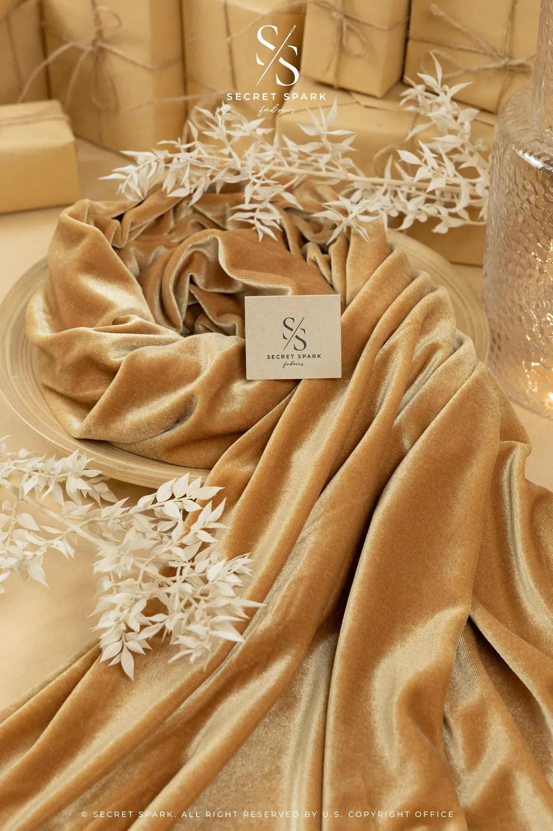 Beige Rib Velour Golden Beige Stretch Velvet | Premium | for Upholstery & Decor – Secret ...