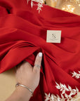 Mikado - Red Premium Dense Stretch Satin, High-Quality Structured Material by the Yard with One-Way Stretch for Evening Wear, Special Events