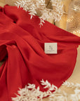 Mikado - Red Premium Dense Stretch Satin, High-Quality Structured Material by the Yard with One-Way Stretch for Evening Wear, Special Events