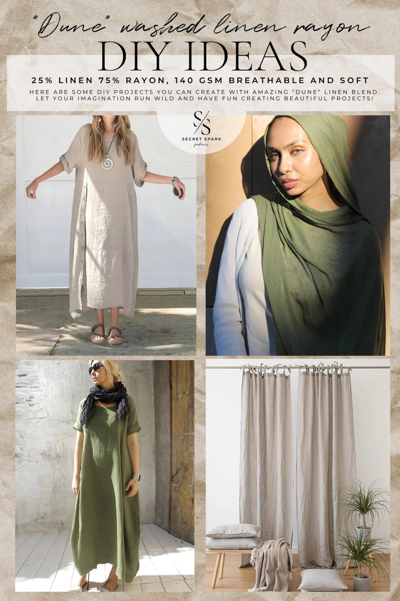 Dune - 140 GSM Washed Linen Rayon Blend Fabric Wholesale by Roll