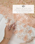 Secret Garden - Creamy Blush 3D Lace Fabric with Pearls & Flowers – Tulle for Baby Dresses, Hair Accessories, Hats, Couture DIY, Appliqué
