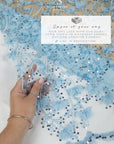 Secret Garden - Soft Blue 3D Floral Lace with Sequins & Chiffon Flowers – Tulle for Christening Gowns, Fairy Wings, Doll Clothes, Babywear