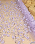Secret Garden - Purple Lavender 3D Lace with Pearls & Chiffon Flowers – Tulle for Fantasy Dresses, Stagewear, Costume Capes, Accessories