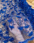 Secret Garden - Royal Blue 3D Floral Lace with Sequins and Petals – Regal Tulle for Pageant Gowns, Opera Capes, Headbands & Fashion Dresses