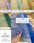 Stardust - Misty Green Ombre Crystal Tulle with Gradient Sparkle and Rhinestones on Mesh Luxury Bridal Fabric by the Yard
