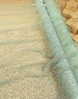 Stardust - Misty Green Ombre Crystal Tulle with Gradient Sparkle and Rhinestones on Mesh Luxury Bridal Fabric by the Yard