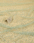 Stardust - Misty Green Ombre Crystal Tulle with Gradient Sparkle and Rhinestones on Mesh Luxury Bridal Fabric by the Yard