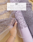 Stardust - Pastel Lavender Ombre Crystal Tulle with Gradient Sparkle and Rhinestones on Mesh Luxury Bridal Fabric by the Yard