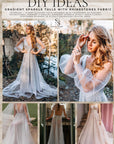 Stardust - Light Bridal Gray Ombre Crystal Tulle with Gradient Sparkle and Rhinestones on Mesh Luxury Bridal Fabric by the Yard