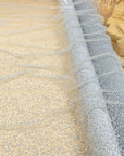 Stardust - Light Bridal Gray Ombre Crystal Tulle with Gradient Sparkle and Rhinestones on Mesh Luxury Bridal Fabric by the Yard