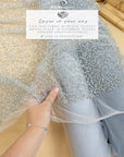 Stardust - Light Bridal Gray Ombre Crystal Tulle with Gradient Sparkle and Rhinestones on Mesh Luxury Bridal Fabric by the Yard